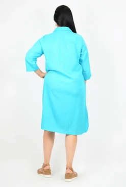 One Summer Sofia Button Down Long Sleeve Shift Dress in- Long Sleeved Dresses | Knee Length Dresses