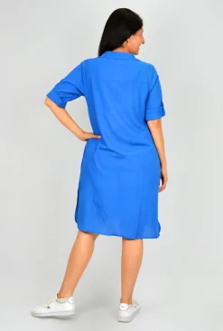 One Summer Sofia Button Down Long Sleeve Shift Dress in- Above Knee Dresses | Knee Length Dresses