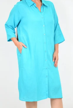 One Summer Sofia Button Down Long Sleeve Shift Dress in- Long Sleeved Dresses | Knee Length Dresses