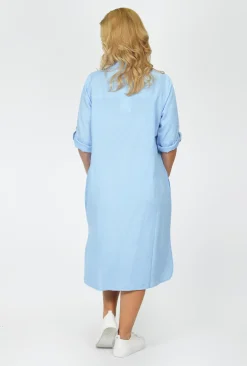 One Summer Sofia Button Down Long Sleeve Shift Dress in- Long Sleeved Dresses | Midi Dresses