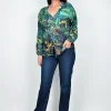 Orientique Stacy Tassel Shirt in Jungle Green- Long Sleeved Tops