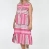 One Summer Sutton Sleeveless Tiered Dress in Cherry Pink- Knee Length Dresses | Sleeveless Dresses
