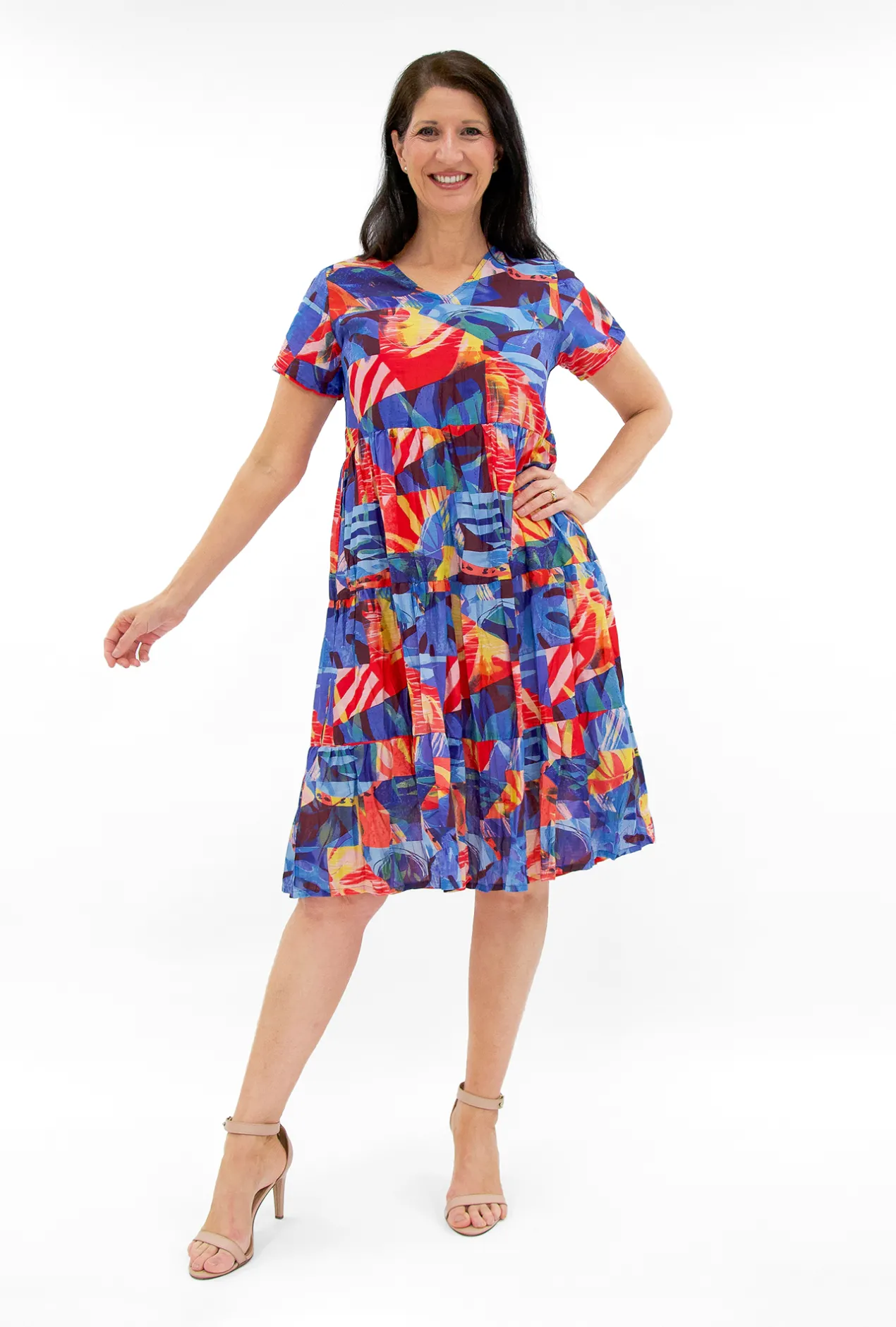 One Summer Sylvia Cotton Short Sleeve Dress in- Short Sleeved Dresses | Cotton Dresses