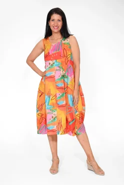 Orientique Tanee Crinkle Cotton Bubble Midi Dress in- Cotton Dresses | Knee Length Dresses