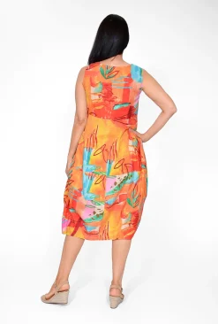 Orientique Tanee Crinkle Cotton Bubble Midi Dress in- Cotton Dresses | Knee Length Dresses