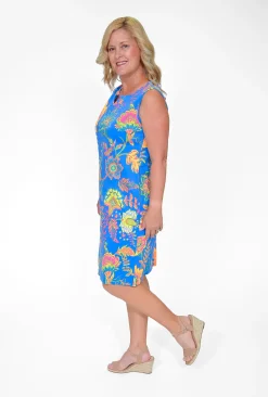 Orientique Twiggy Cotton Blend Shift Dress in- Cotton Dresses | Knee Length Dresses