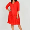 One Summer Wendy 3/4 Sleeve Dress in- Long Sleeved Dresses | Knee Length Dresses