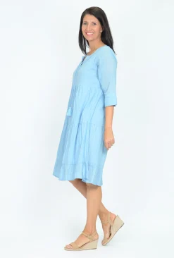 One Summer Wendy 3/4 Sleeve Dress in- Long Sleeved Dresses | Knee Length Dresses