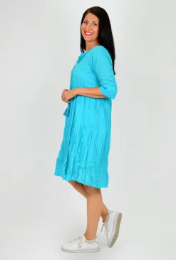 One Summer Wendy 3/4 Sleeve Dress in- Knee Length Dresses | Cotton Dresses
