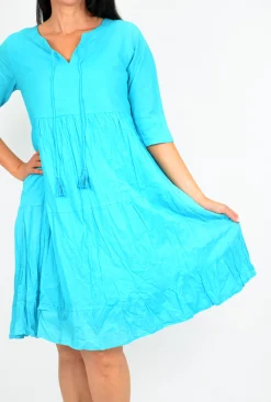 One Summer Wendy 3/4 Sleeve Dress in- Knee Length Dresses | Cotton Dresses
