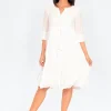 One Summer Wendy Cotton 3/4 Sleeve Dress in- Knee Length Dresses | Cotton Dresses