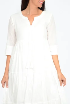 One Summer Wendy Cotton 3/4 Sleeve Dress in- Knee Length Dresses | Cotton Dresses