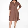One Summer Wendy Cotton Sleeve Dress in- Knee Length Dresses | Above Knee Dresses