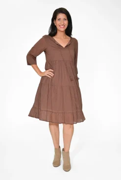 One Summer Wendy Cotton Sleeve Dress in- Knee Length Dresses | Above Knee Dresses