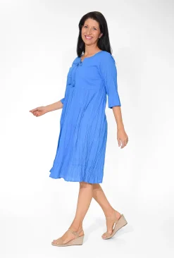 One Summer Wendy Cotton Sleeve Dress in- Long Sleeved Dresses | Knee Length Dresses